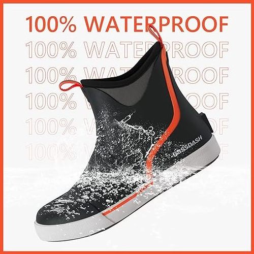 Men's Wheelhouse Waterproof Reinforced Slip Resistant Wide Rubber Ankle Deck Fishing Rain Boots