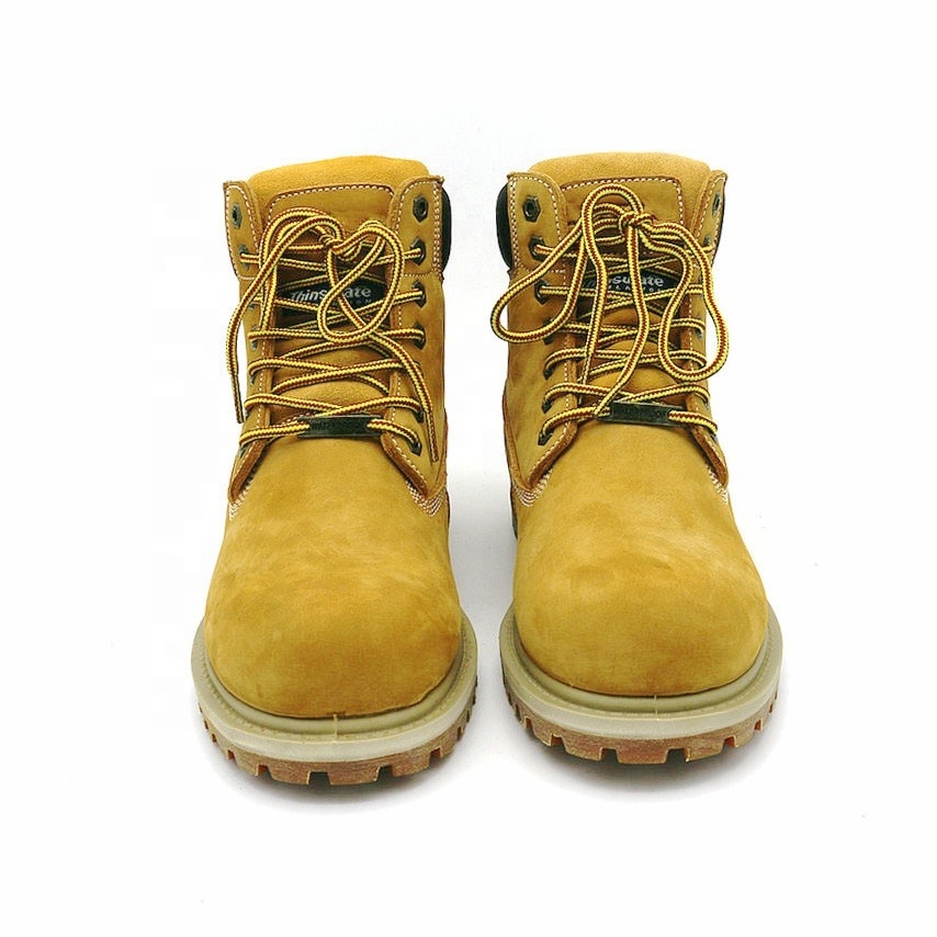 Waterproof Security Genuine Leather Safety Shoes Yellow Work Boots Men