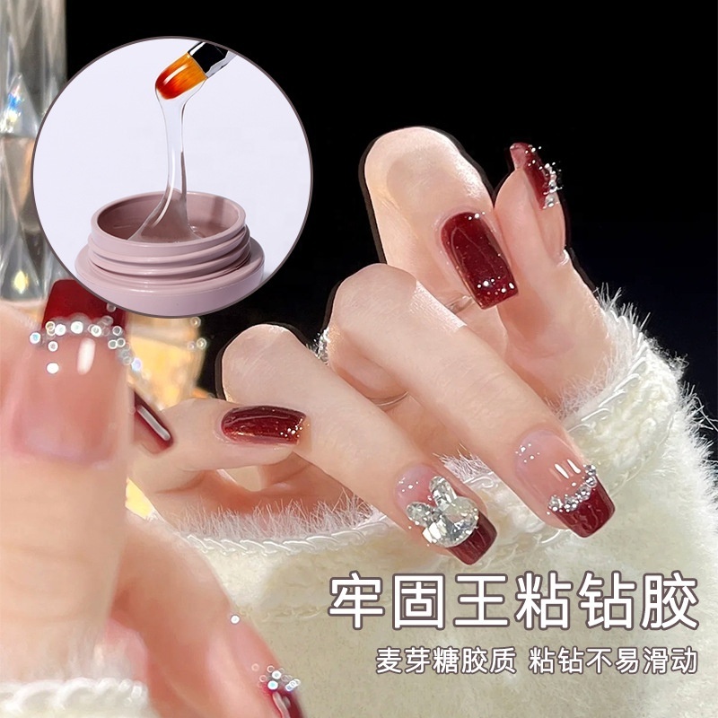 10G Super Sticky UV Gel Nail Polish Glue Washless Reinforcement Strong Glue Rhinestones Glue