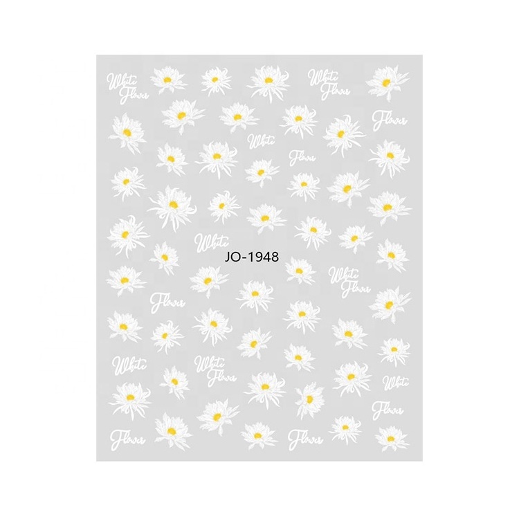 Ultra thin gradient white flower nail art sticker small Daisy self- adhesive nail art stickers decals