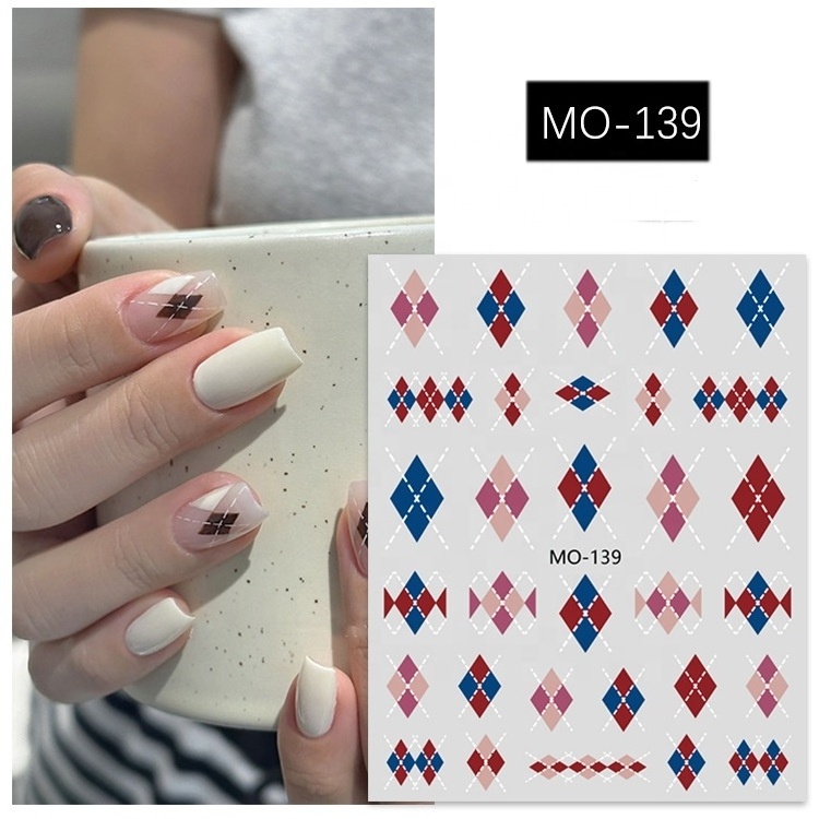 Fall and winter  Maillard diamond check nail sticker ultrathin  adhesive self-adhesive nail sticker