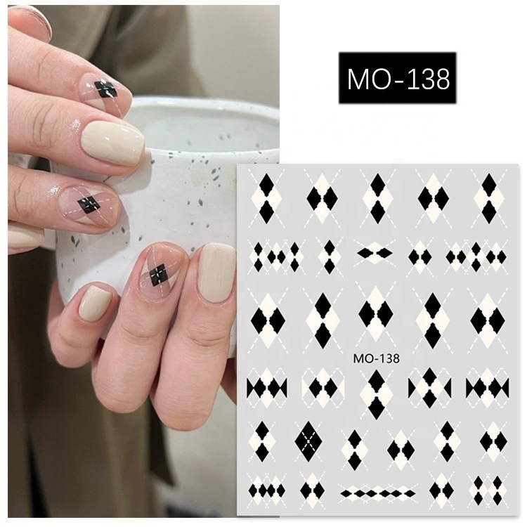 Fall and winter  Maillard diamond check nail sticker ultrathin  adhesive self-adhesive nail sticker