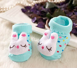 New Born Baby Socks Bottom Soles for 1 - 9 Months Baby Socks Custom Socks Anti Slip with Rubber 3D Animal Shaped Design Cotton