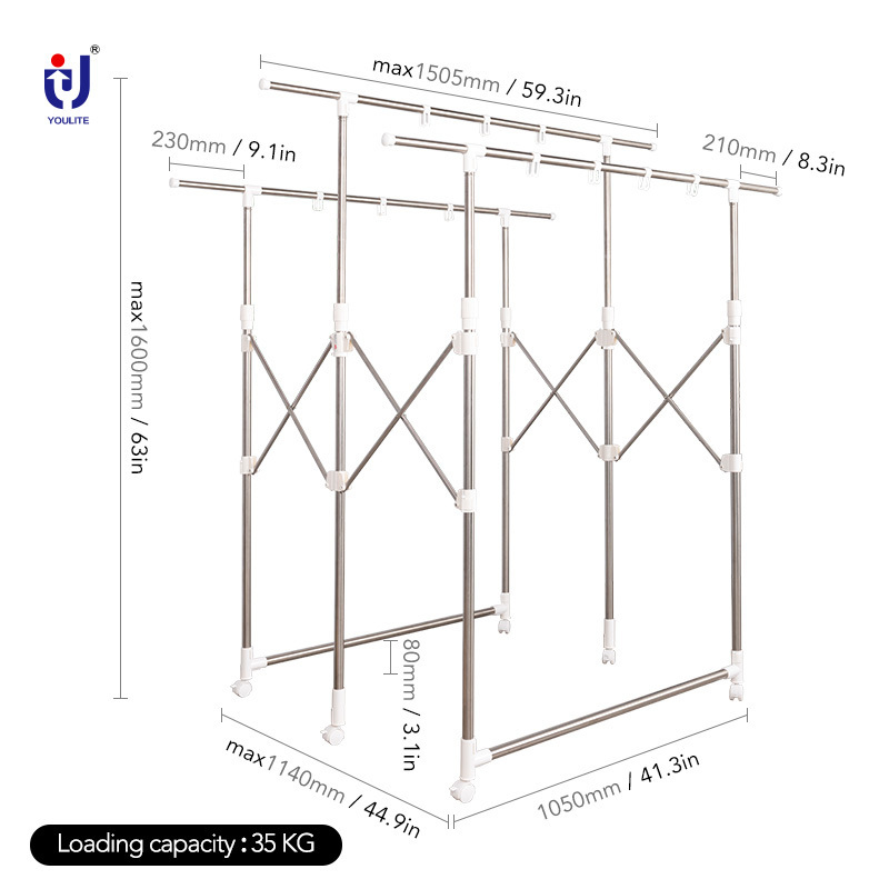 Youlite Floor double rod kids garment display rack