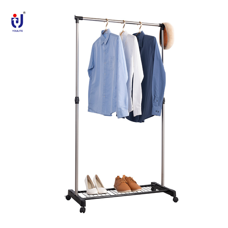 High Quality 18M 3 Tier Stainless Steel Drying Rack With Wheels Foldable Stand Clothes Hanger