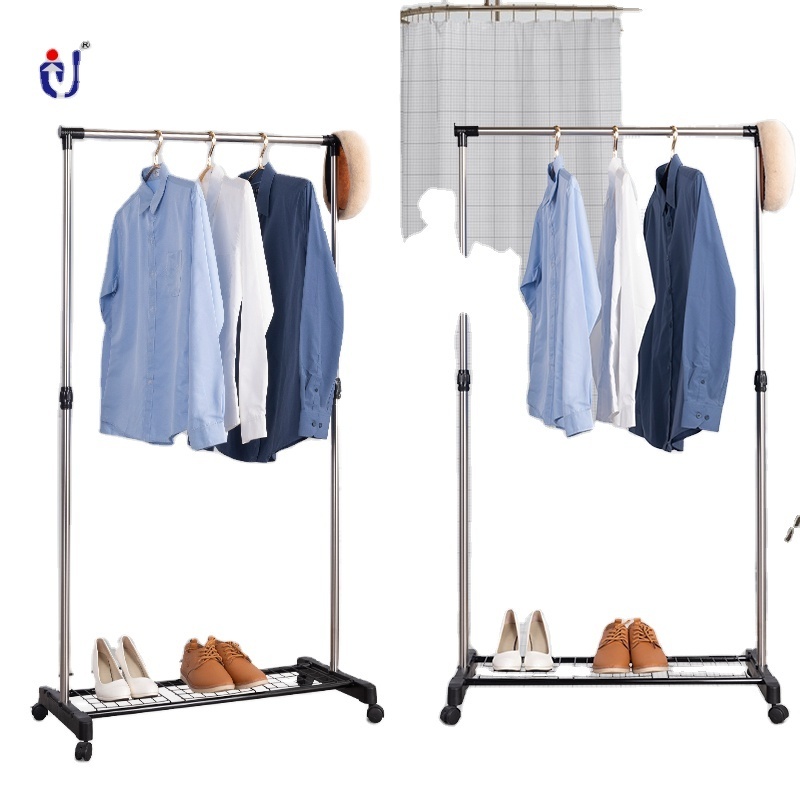 High Quality 18M 3 Tier Stainless Steel Drying Rack With Wheels Foldable Stand Clothes Hanger