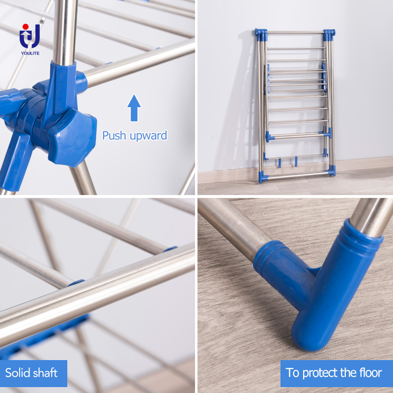 Youlite clothes laundry drying vertical telescopic rack  floor-standing clothes rack