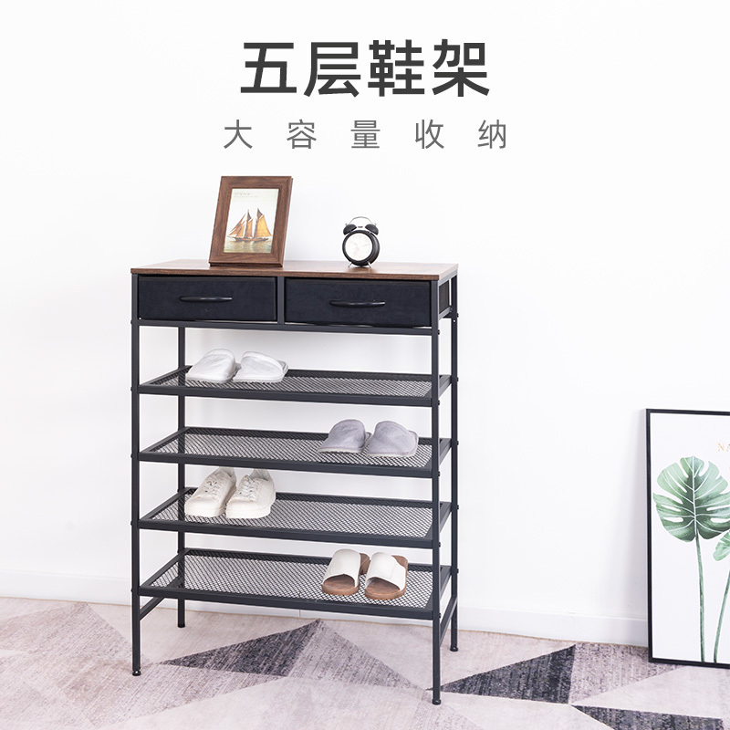 Hot selling Wholesale Space Save Furniture Extend Cheapest Black 5 Tier Metal Wrought Iron Small Shoes Rack