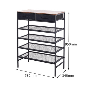 Hot selling Wholesale Space Save Furniture Extend Cheapest Black 5 Tier Metal Wrought Iron Small Shoes Rack