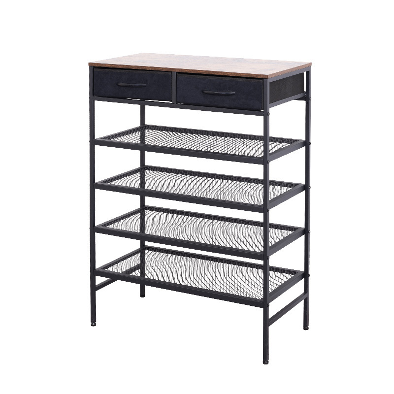 Hot selling Wholesale Space Save Furniture Extend Cheapest Black 5 Tier Metal Wrought Iron Small Shoes Rack