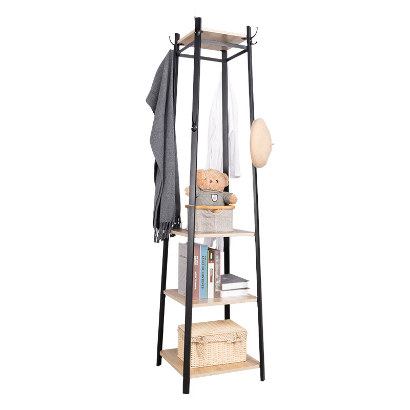 Entryway Freestanding hanger industrial hall tree with shelves small vertical hanger closet storage rack wooden coat rack