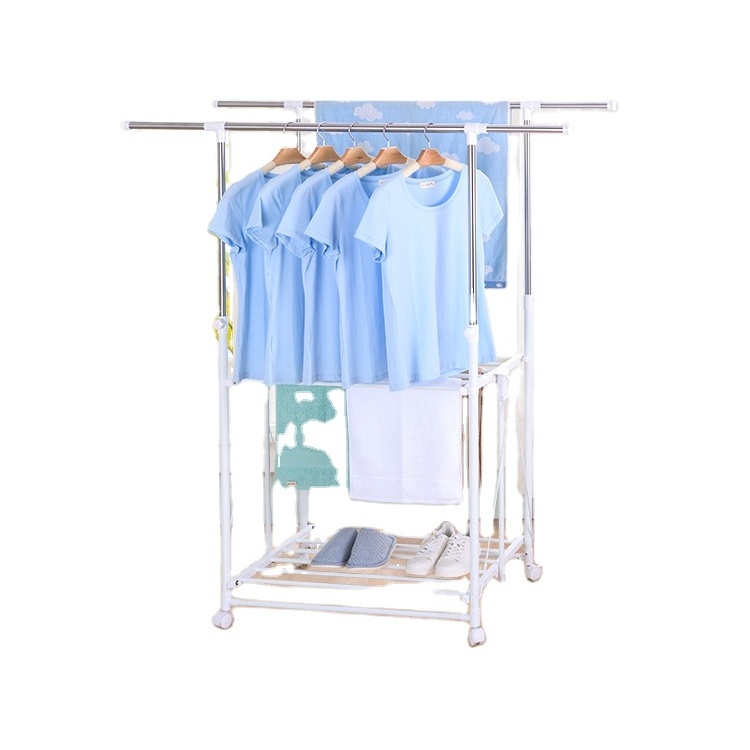 Professional large storage coat hanger garment rack  clothing drying rack with shelves