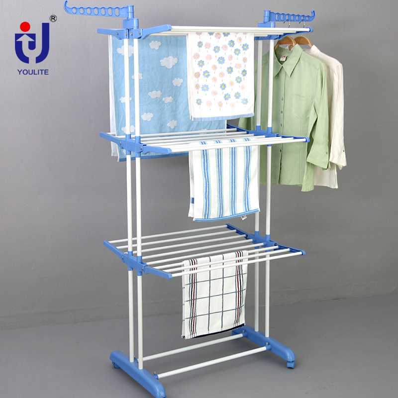 Three Layers Rectangle Collapsible Garment Rack Stand Dryer Of Clothes Hanger