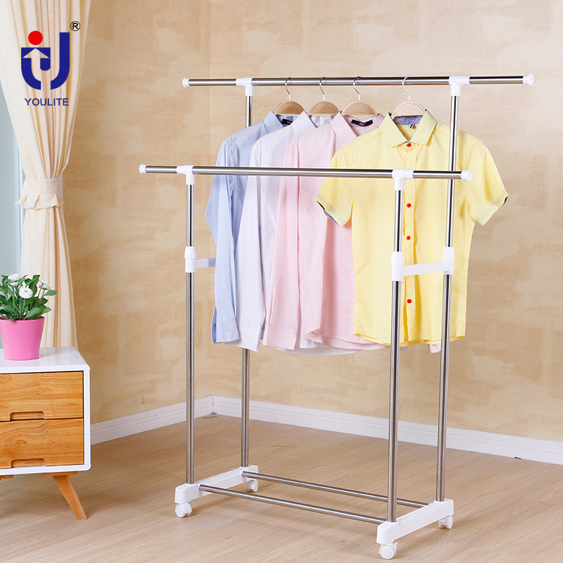 Large clothes rail hanging shelves covered garment rack on wheels