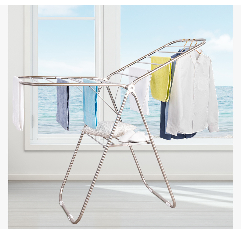 Professional Double Pole Extendable Towel Rail Clothes Rolling Heavy Duty Folding Indoor Freestanding Clothing Rack