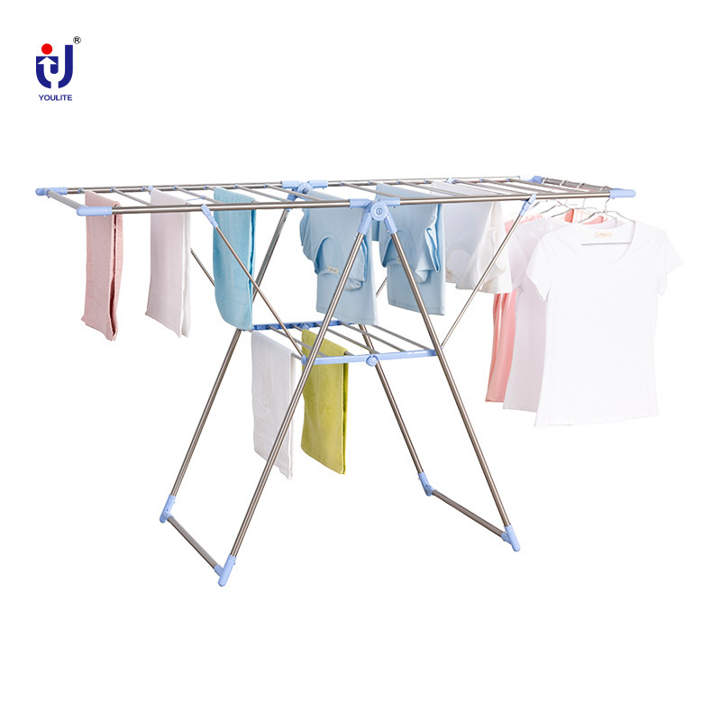 Drying rack clothes foldable metal laundry hanging rack