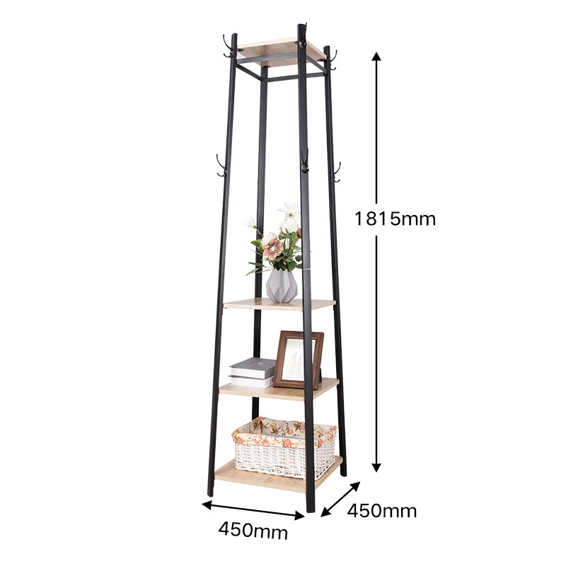 corner Coat Rack Stand Industrial Entryway Free Standing Hat Tree with 8 Hooks Hall Garment Storage Holder shelf