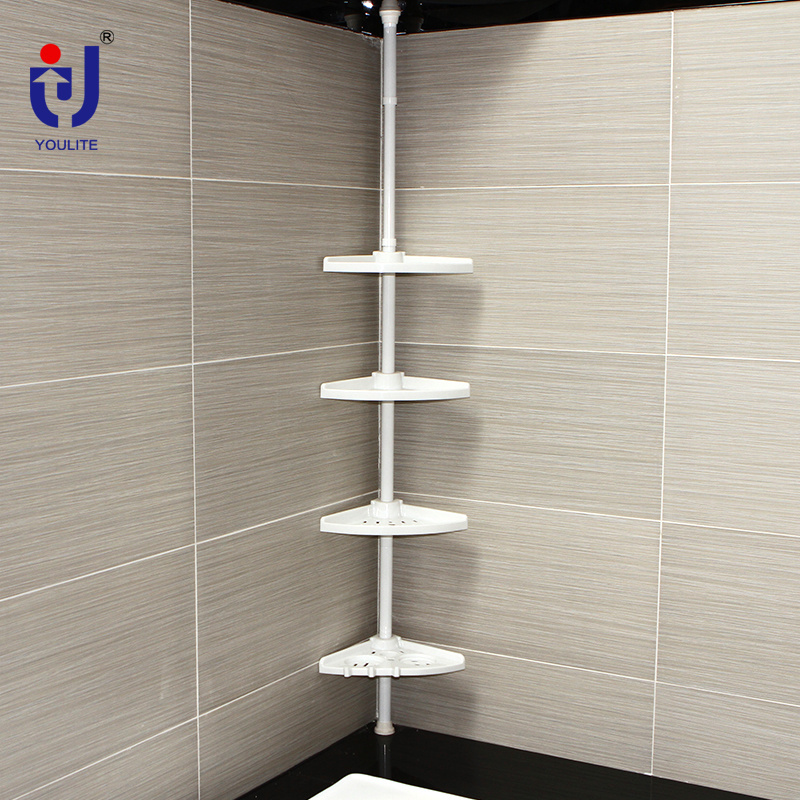 4 tier white plastic floating bathroom corner storage shelves