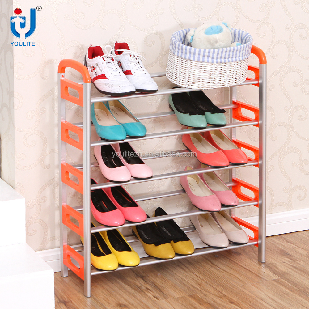 Wholesale portable 5 tier colorful aluminium shoe rack