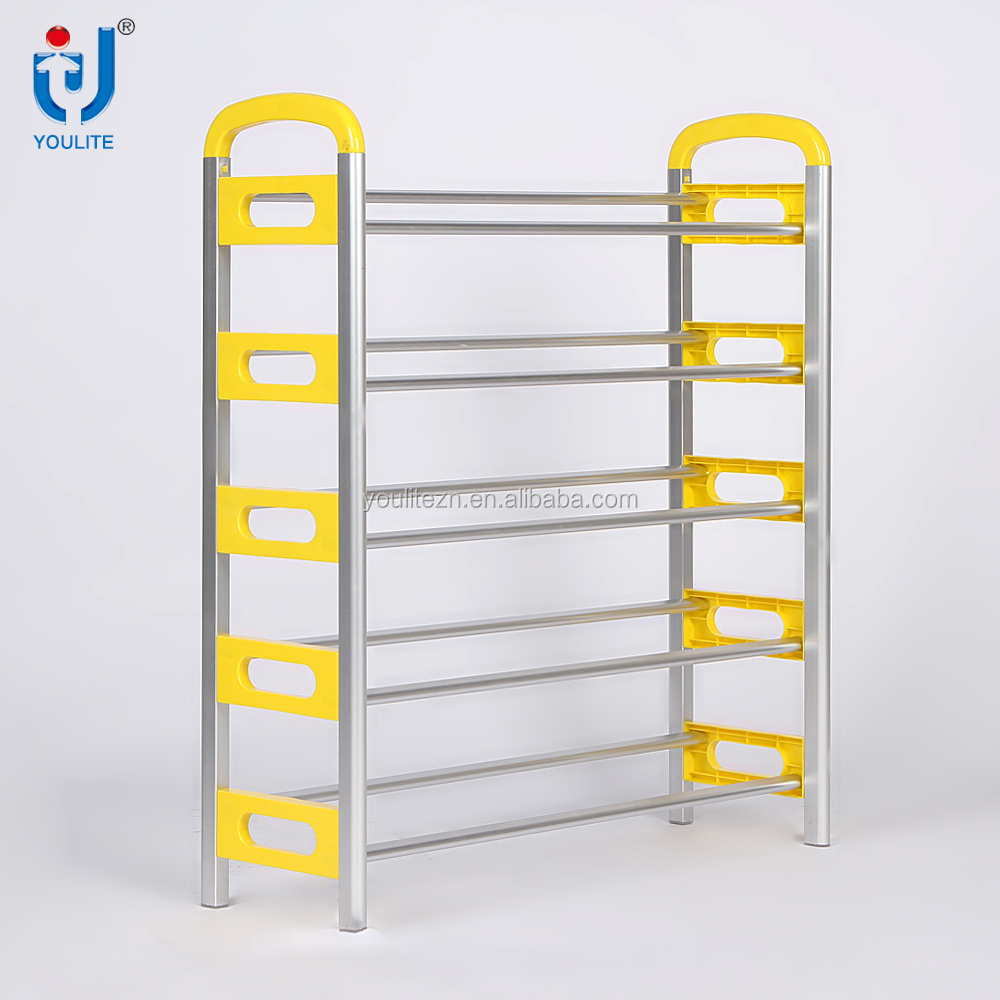 Wholesale portable 5 tier colorful aluminium shoe rack