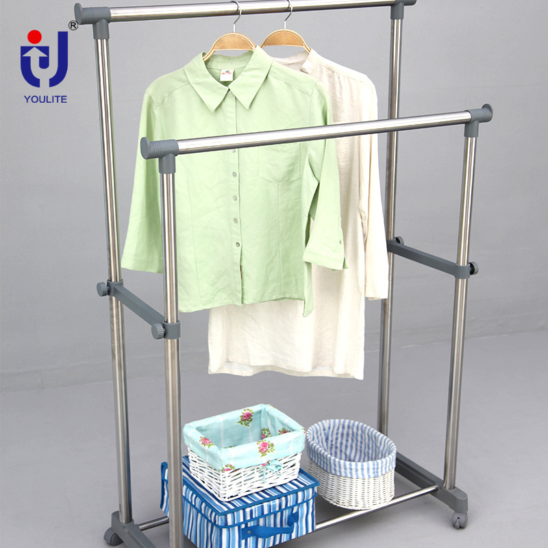 Accept custom order round double pole bathroom clothes rack for room