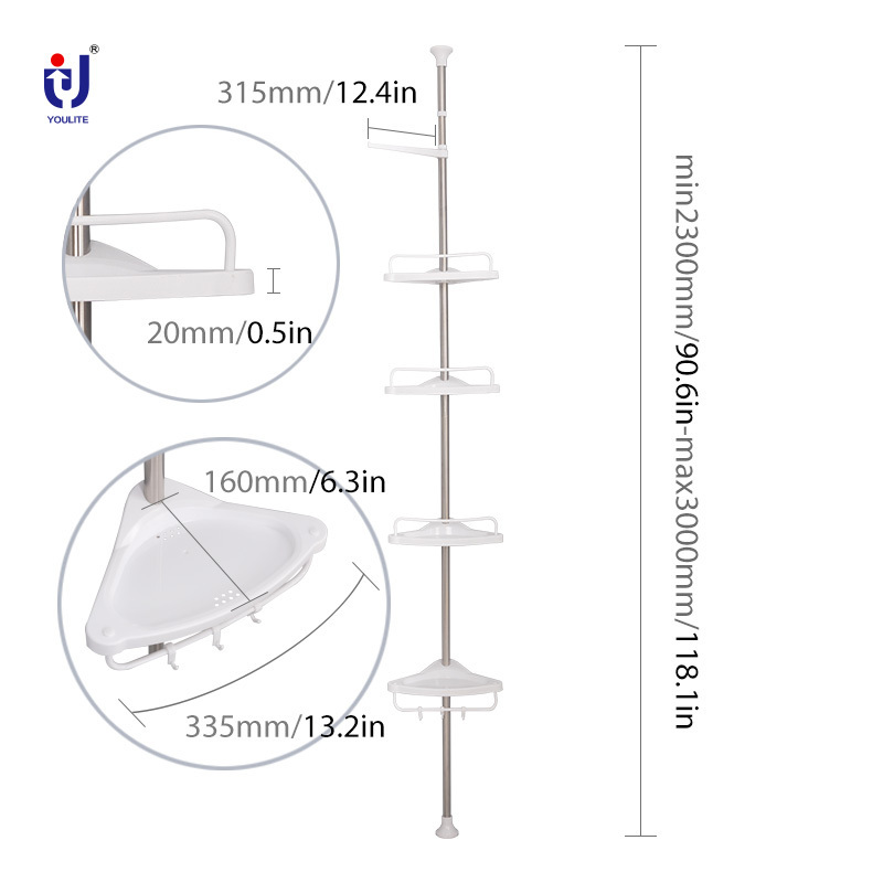 Stainless steel shelf wall shelf in bathroom corner