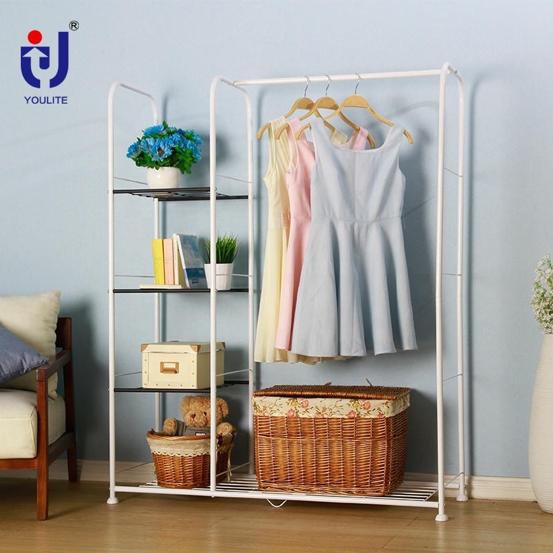 Portable free standing clothes rack storage closet garment shelf