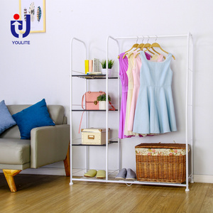 Portable free standing clothes rack storage closet garment shelf