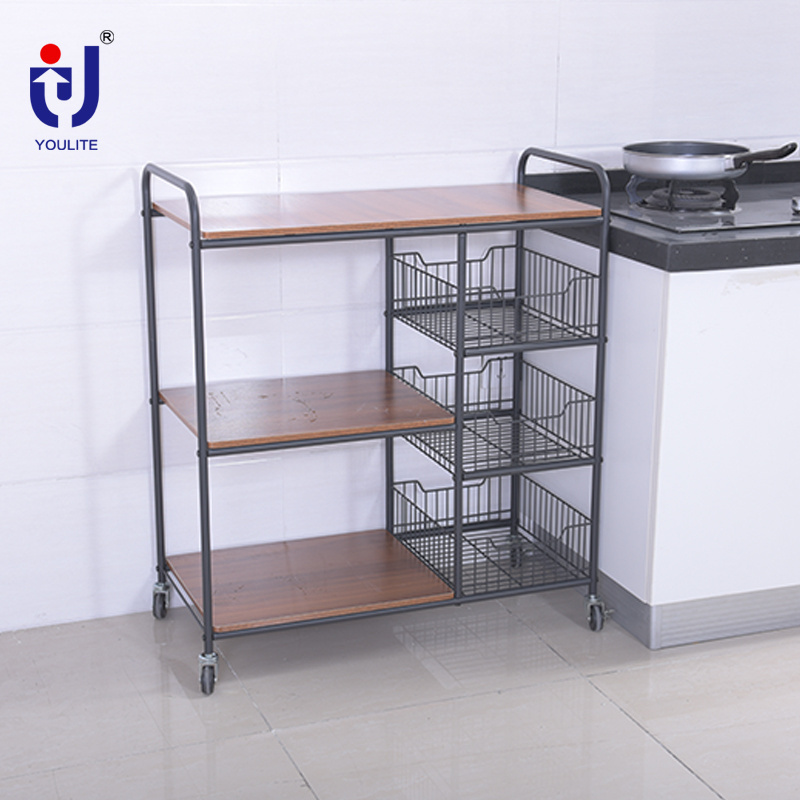 Kitchen 3 tier stainless steel microwave oven storage shelf / rack