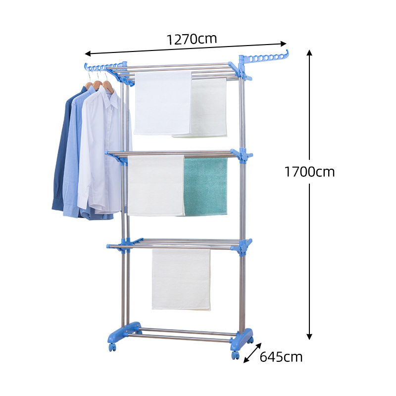 Customized Foldable 3 Tier Clothes Drying Collapsible Laundry Dryer Hanger Stand Indoor Outdoor Cloth Storage Rack