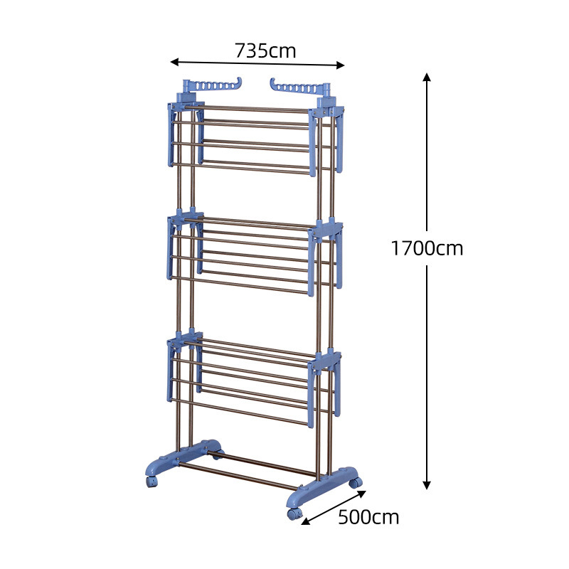 Customized Foldable 3 Tier Clothes Drying Collapsible Laundry Dryer Hanger Stand Indoor Outdoor Cloth Storage Rack