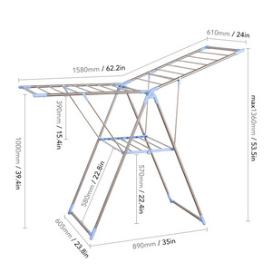 Drying rack clothes foldable metal laundry hanging rack