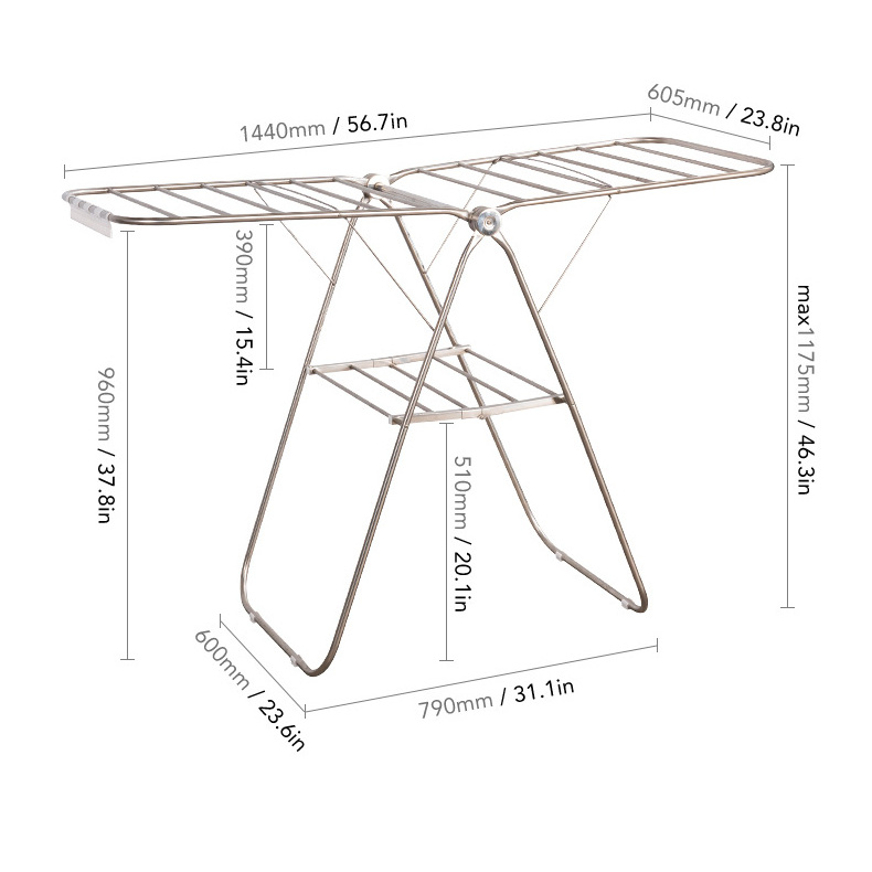 Stainless steel ceiling clothes folding drying rack