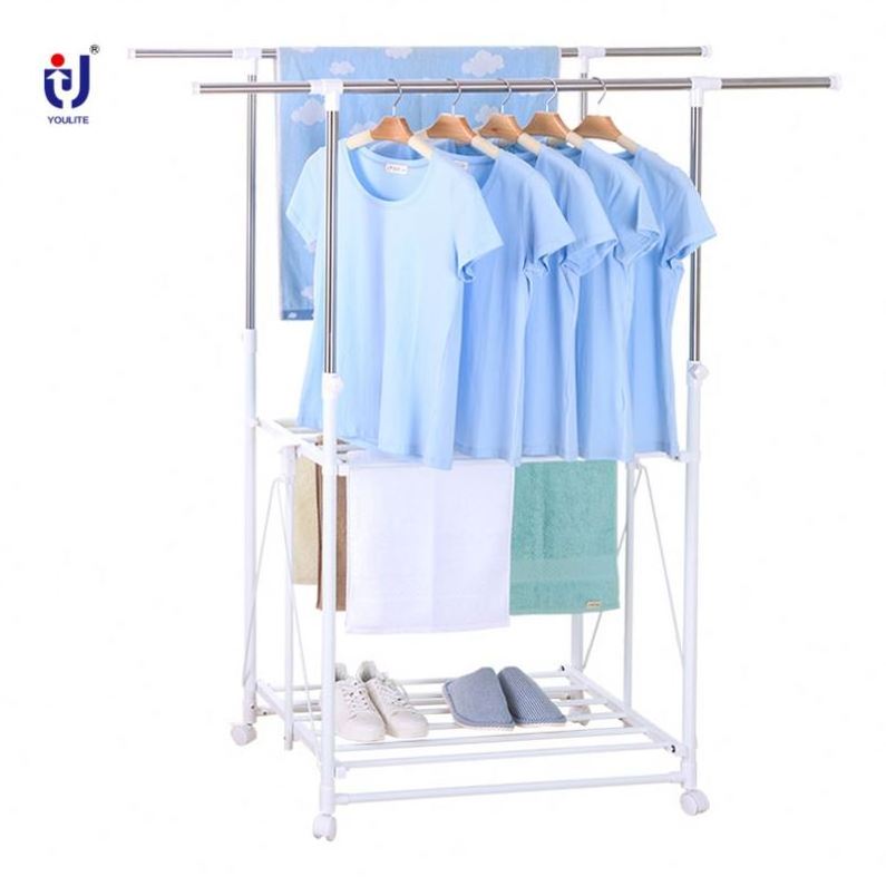 Manufacturer short rail Portable coat clothes dryer rack on wheels