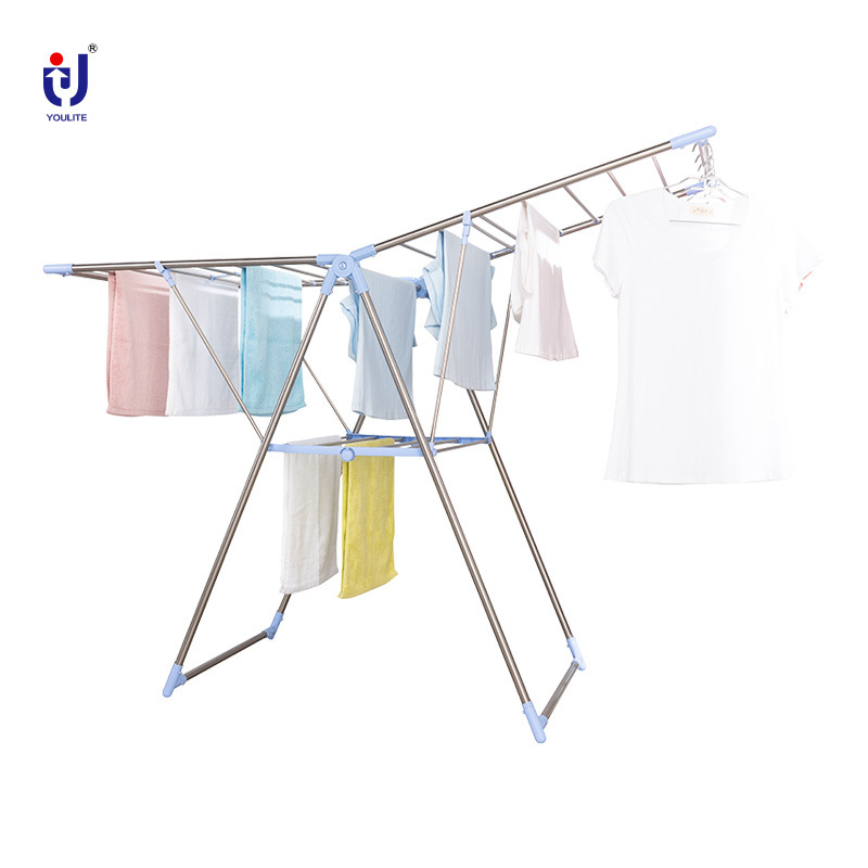 Drying rack clothes foldable metal laundry hanging rack