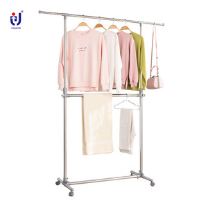 stainless steel double bar clothes drying rack stand indoor outdoor using laundry rack retractable clothes rack