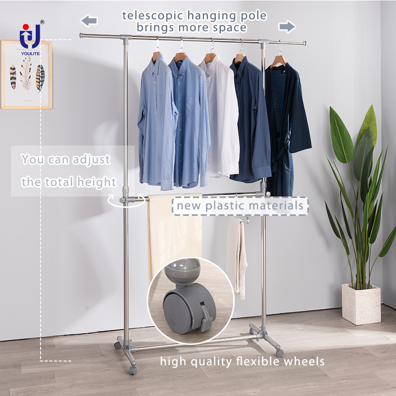 YOULITE clothing store and shelves rolling laundry rack for clothes bedroom