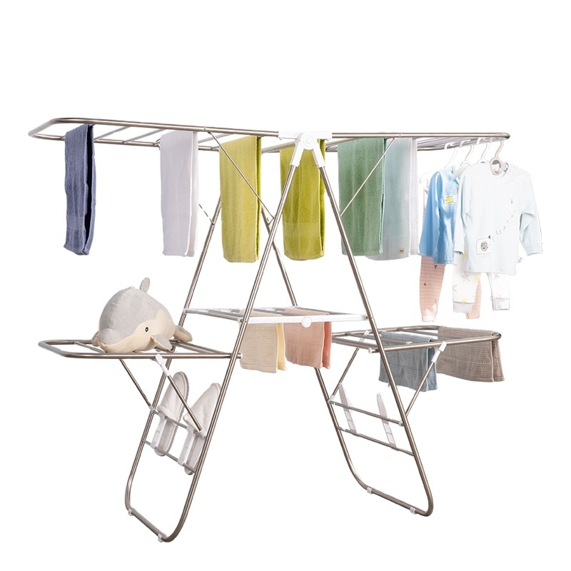 factory supplying adjustable free standing balcony garment rack with 3 tier for hanging