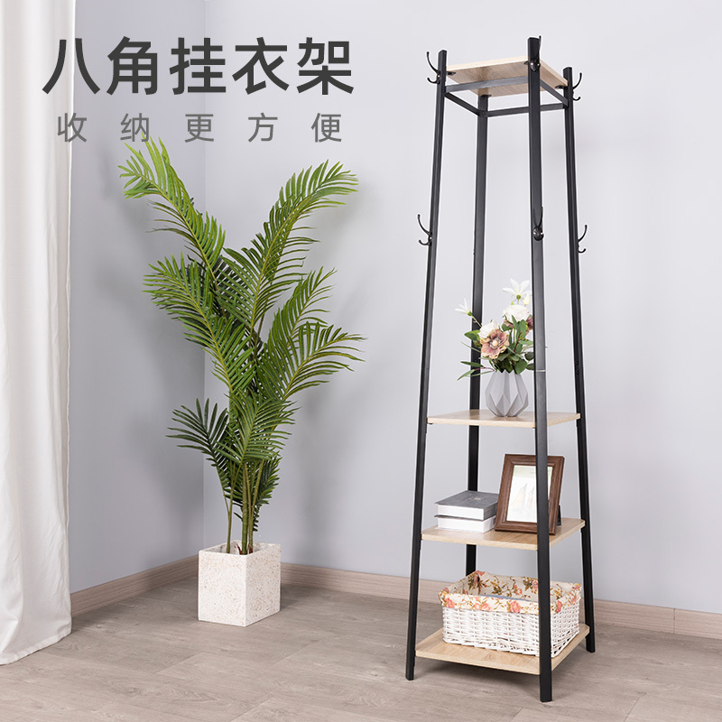 corner Coat Rack Stand Industrial Entryway Free Standing Hat Tree with 8 Hooks Hall Garment Storage Holder shelf