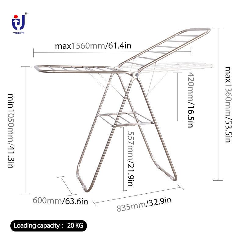 User-friendly foldable clothes adjustable laundry rack