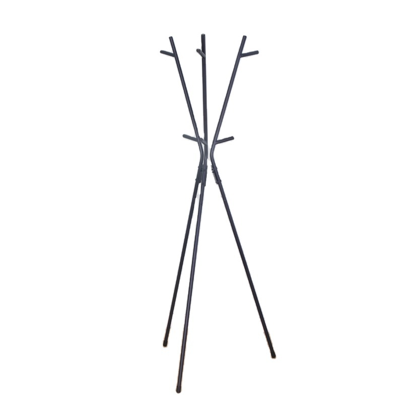 High Shine Dark Grey Vinyl Puffer Black Metal Office Clothes Single Pole Coat Hanger Stand Tree