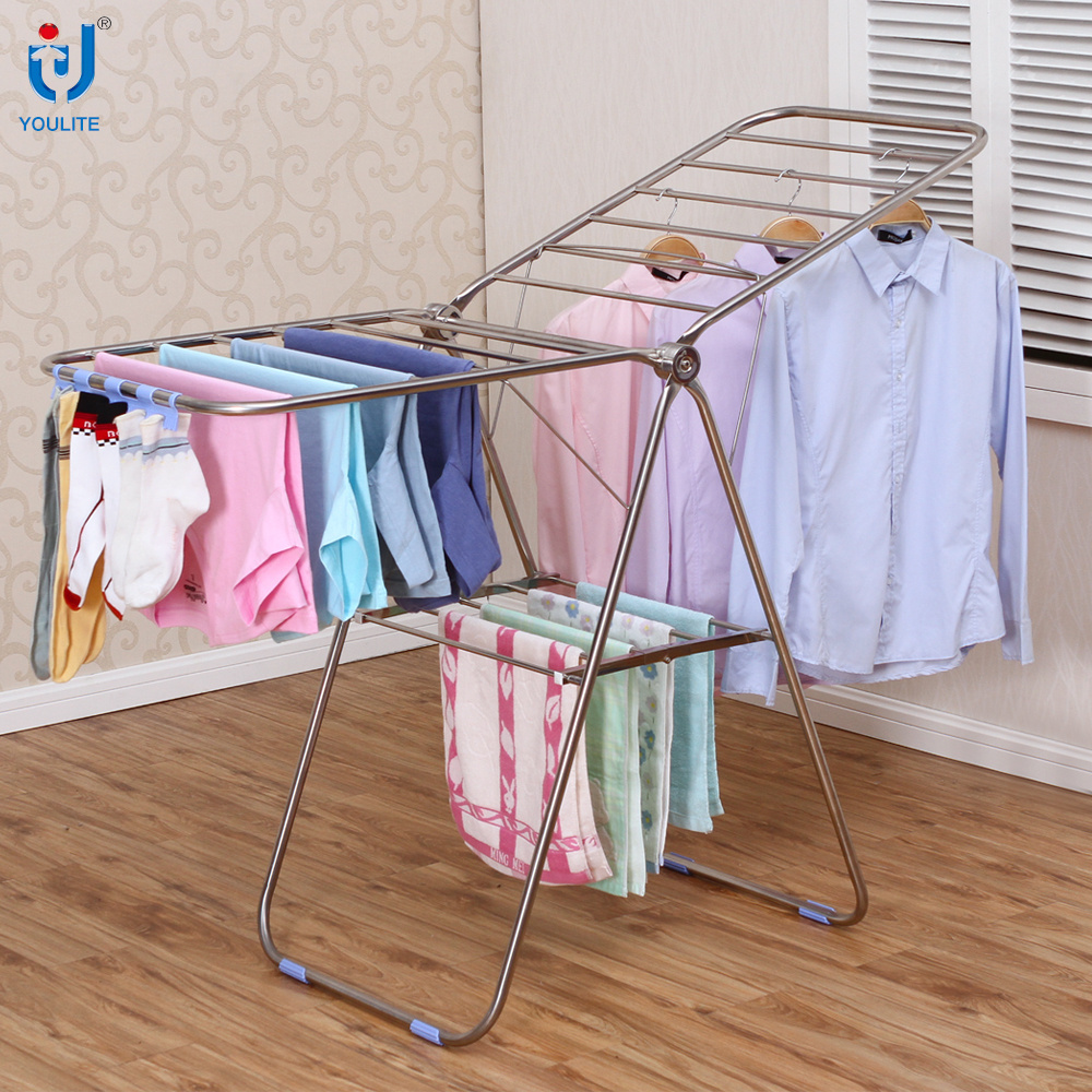 User-friendly foldable clothes adjustable laundry rack