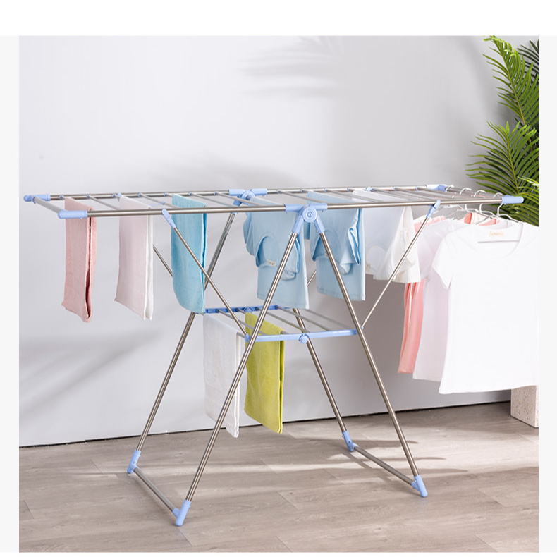 Drying rack clothes foldable metal laundry hanging rack