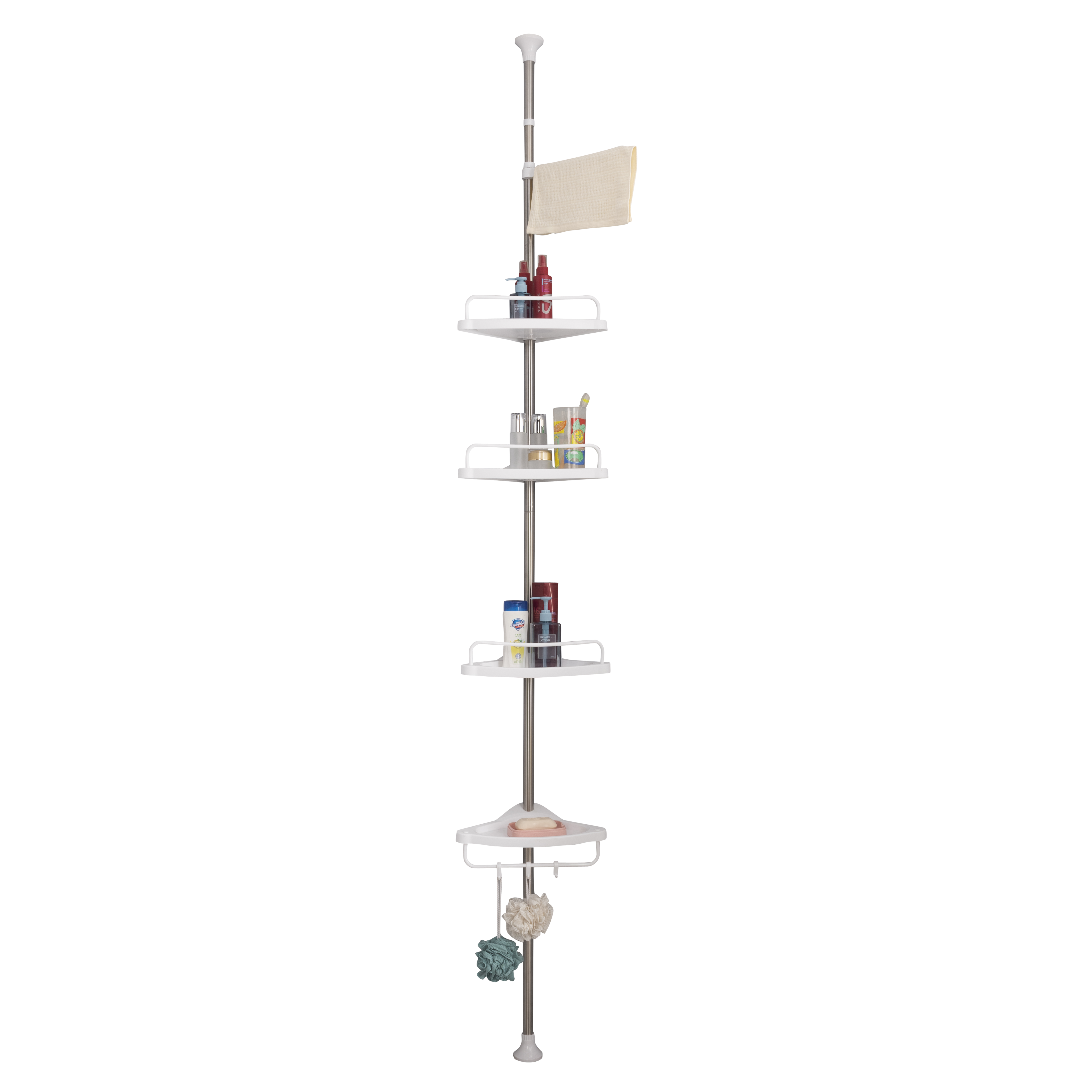 Popular bathroom corner wall mounted 4 tier tower shelves