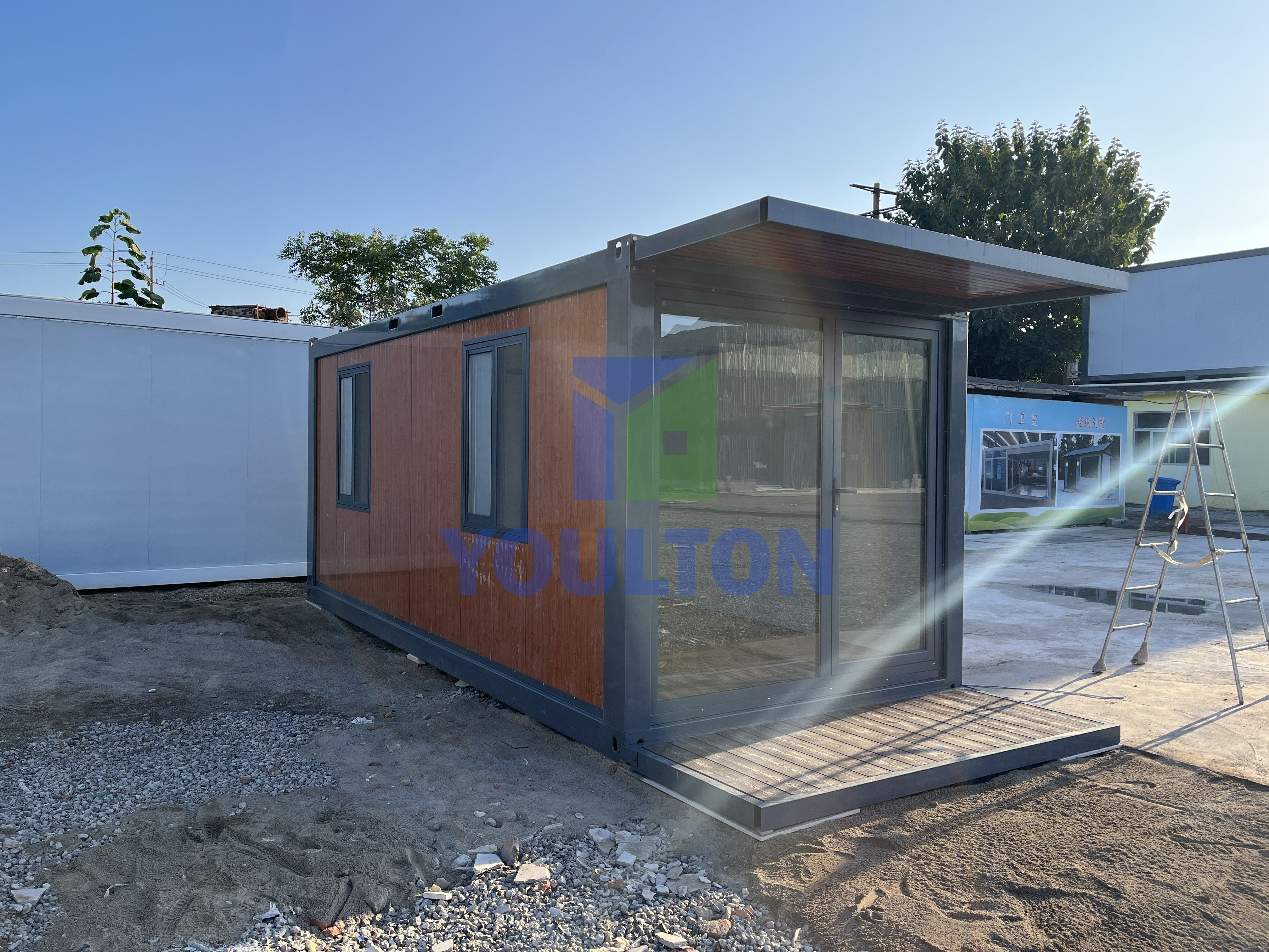 Living container house prefabricated with garage