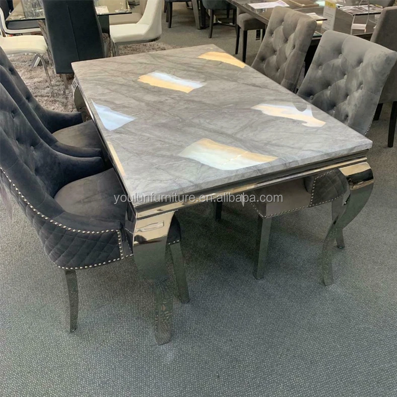 Grey 6 Lion Locker Chairs 8 Seater Marble Top Dining Table Manufacturers