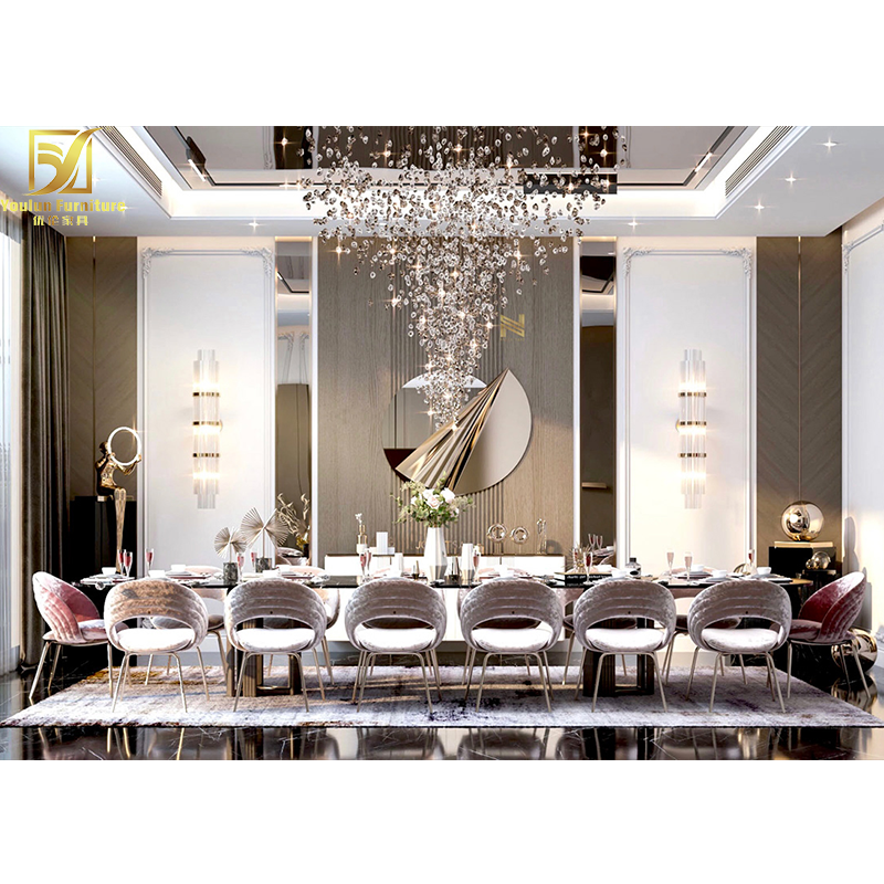 Dining room furniture tables chairs 14 long seater marble dining dinner table and chair set for 12