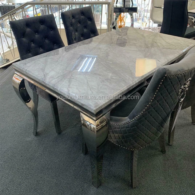 Grey 6 Lion Locker Chairs 8 Seater Marble Top Dining Table Manufacturers