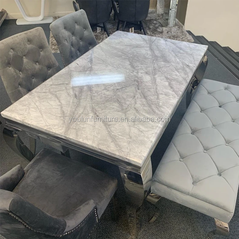 Grey 6 Lion Locker Chairs 8 Seater Marble Top Dining Table Manufacturers