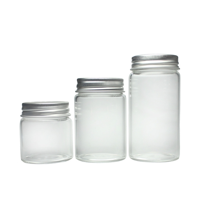 100ml 200ml 300ml Clear Transparent Screw Glass Vials Empty Glass Bottle For Nut Fruit